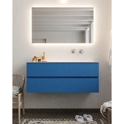 Mondiaz VICA ensemble de meuble de salle de bain - 120cm - meuble sous-vasque jeans - 2 tiroirs - lavabo cloud droite - sans trou de robinet - miroir LED - version XL 60cm haut