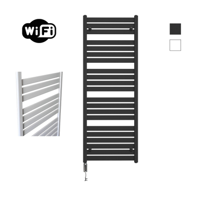 Sanicare HVW - Moda Elektrische Radiator - 160x60cm - 1159W - wifi - thermostaat - chroom - linksonder - mat zwart