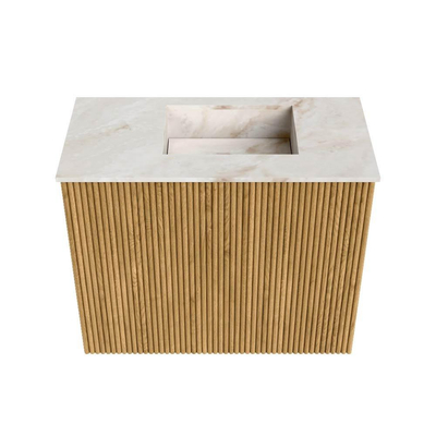 Mondiaz JOYA-DLUX Meuble de toilette 50cm - couleur Oak - Lavabo FAYE position Droite Sans trou de robinet couleur Frappe