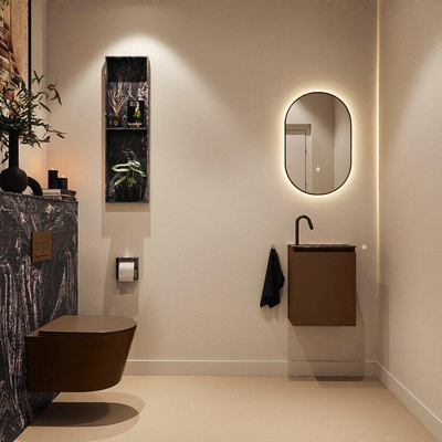 MONDIAZ TURE-DLUX 40cm toiletmeubel Rust. EDEN wastafel Lava positie rechts. Met 1 kraangat.