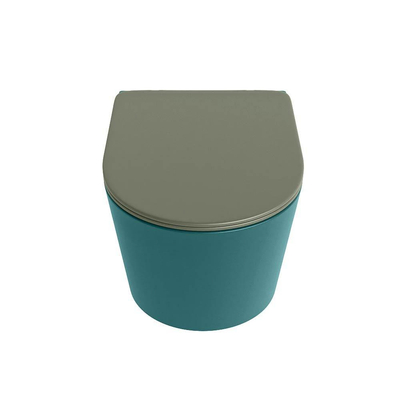 Mondiaz LAVIE WC suspendu – sans bride – 36 x 53 cm – avec abattant softclose – Smag (vert), abattant Army (vert)