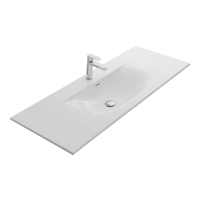 Thebalux Dune lavabo 120cm - 1x cuve avec surface de dépose - 1 trou de robinet - céramique - blanc mat