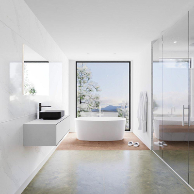 Mondiaz Lagom Meuble salle de bains 110x30.9x45cm Solid Surface Urban 1 tiroir avec lavabo BINX vasque à poser Centre 1 trou de robinet