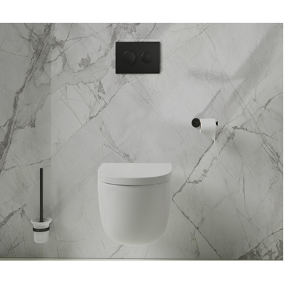 FortiFura Calvi Toiletrolhouder - zonder klep - rond - Mat Zwart OUTLETSTORE