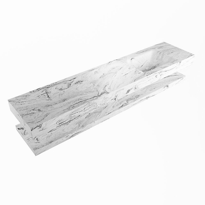 MONDIAZ ALAN - DLUX Badkamermeubelset - 200cm - planchet - Glace - vrijhangende wastafel - wasbak rechts - 1 kraangat - Glace