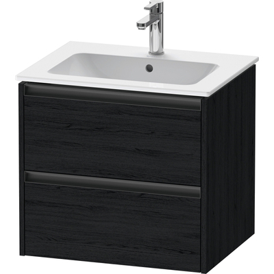 Duravit Ketho.2 Wastafelonderbouwkast - met 2 laden - 61x48x55cm - met grepen antraciet - eiken zwart mat