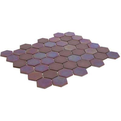 The Mosaic Factory Valencia mozaïektegel - 28x33cm - 5mm - hexagon - mat en glans burgundy (rood)