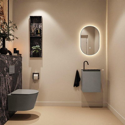 MONDIAZ TURE-DLUX Meuble toilette - 40cm - Smoke - EDEN - vasque Lava - position droite - 1 trou de robinet