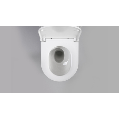 QeramiQ Dely Swirl Toilet sur pied - sans bord de rinçage - système de chasse geberit - abattant slim - blanc brillant