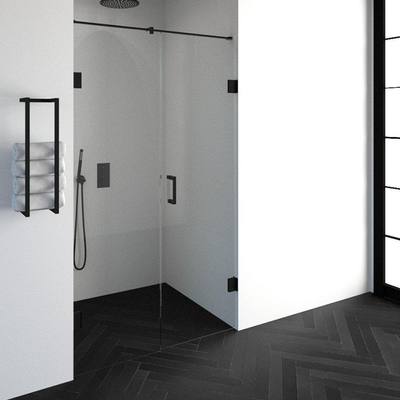 BRAUER Crée porte de douche 120x200cm 2 pièces sans cadre avec anti-calcaire et verre de sécurité 8mm noir mat