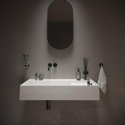 Ideavit SolidBliss Wastafel 90x45x16cm 0 kraangaten Solid surface mat wit