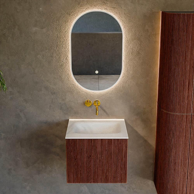 Mondiaz KURVE Badkamermeubelset - 50x46x40cm - 1 lade - wastafel solid surface - midden - zonder kraangat - Ruby