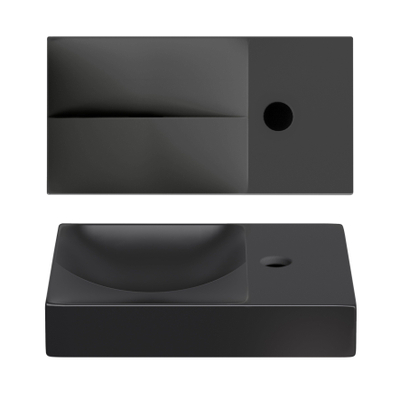 Clou Vale lavabos céramique lavabo 38x19x7cm trou de robinet à droite noir mat