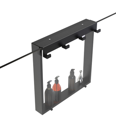 Fortifura Galeria schap met 4 haken - voor douchewand - 50x50x6.5cm - mat zwart SHOWROOMMODEL