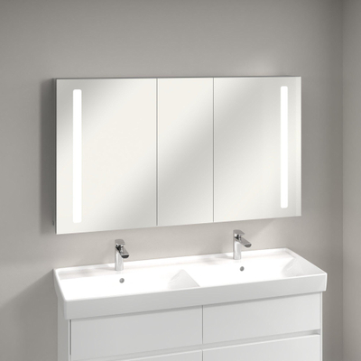Villeroy & Boch My View spiegelkast - met 3 deuren met geïntegreerde LED verlichting verticaal 130x75x17.3cm
