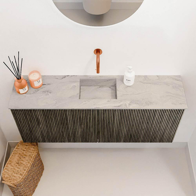 Mondiaz JOYA-DLUX 100cm toiletmeubel - kleur Shadow - Wastafel FAYE positie Midden Zonder kraangat kleur Glace.