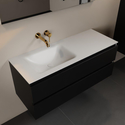 Mondiaz AIVY Ensemble de meuble - 120x45x50cm - 0 trous de robinet - 1 vasque Talc Solid surface - Gauche - 2 tiroirs - avec miroir - MDF Urban