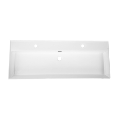 Saniclass Levina Meubelwastafel - 100.5x47x12cm - overloop - 1 wasbak - 2 kraangaten - keramiek - wit glans