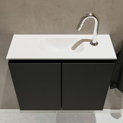 Mondiaz TURE Meuble lave-mains 60x23x50cm 1 trou de robinet 2 portes Urban mat Lavabo Eden Centre Solid Surface Blanc