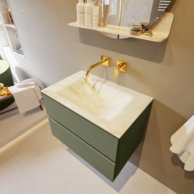 Mondiaz VICA-DLUX Ensemble de meuble de salle de bain - 70cm - meuble sous-vasque armée - 2 tiroirs - lavabo encastrée nuage milieu - sans trous de robinet - version haute de 60cm - frape