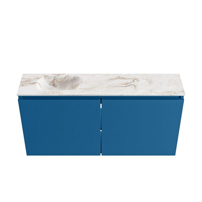 MONDIAZ TURE-DLUX meuble WC 100cm Jeans. EDEN lavabo Frappe position gauche. Avec 1 trou de robinet.