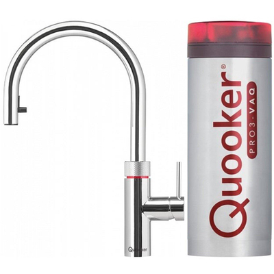 Quooker NL Flex keukenkraan koud, en kokend water inclusief uittrekbare uitloop met PRO3 reservoir chroom
