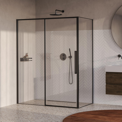 BRAUER Galactic Douchecabine - 160x90x200cm - met schuifdeur - helder glas - omkeerbaar - incl. glascoating - geborsteld gunmetal PVD