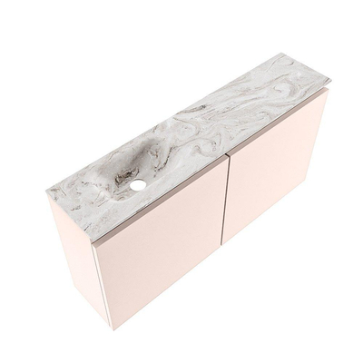 MONDIAZ TURE-DLUX 100cm toiletmeubel Rosee. EDEN wastafel Glace positie links. Met 1 kraangat.