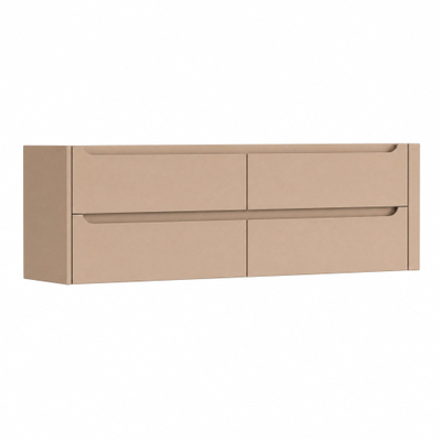 H&R Badmeubelen Juice Wastafelonderkast - 160x45x50cm - rechterhoek afgerond - 4 lades - geïntegreerde greep - Peach