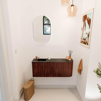 Mondiaz JOYA-DLUX 101.6cm toiletmeubel - ronding rechts kleur Ruby - Wastafel FAYE positie Links 1 kraangat kleur Lava.