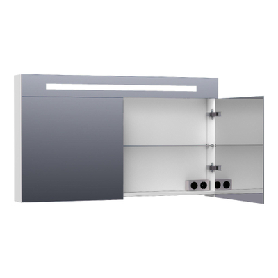 BRAUER Double Face Spiegelkast - 120x70x15cm - verlichting - geintegreerd - 2 links- rechtsdraaiende spiegeldeur - MDF - mat wit