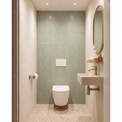 Adema Salina 2.0 Toiletset - 48.5x36x32cm - diepspoel - spoelrandloos - QeramiQ inbouwreservoir - softclose - quickrelease - toiletzitting - mat witte metalen bedieningsplaat - rechthoekige knoppen - wit