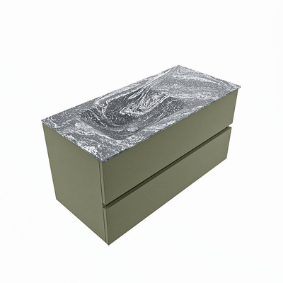 Mondiaz VICA-DLUX ensemble de meuble de salle de bain - 100cm - meuble sous-vasque armée - 2 tiroirs - lavabo encastré nuage gauche - sans trous de robinet - version haute de 60cm - lave