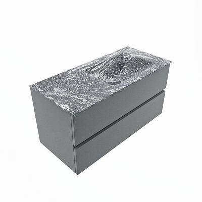 Mondiaz VICA-DLUX ensemble de meuble de salle de bain - 100cm - meuble sous-vasque plata - 2 tiroirs - lavabo encastrée cloud droite - sans trous de robinet - version haute de 60cm - lave