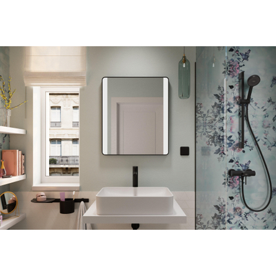Hansgrohe Xarita Lite Q Spiegel - 60x70cm - led verlichting - Verticaal - wandschakelaar - mat zwart