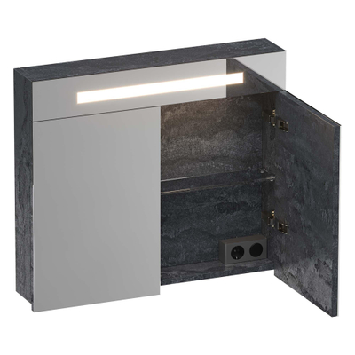 BRAUER Promise armoire de toilette - 80x70x15cm - avec éclairage direct - 2 portes de miroir simple face - Damascus