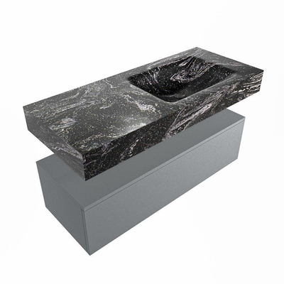 Mondiaz ALAN-DLUX Ensemble de meuble - 110cm - meuble Plata mat - 1 tiroir - Lavabo Cloud Lava suspendu - vasque Droite - 1 trou de robinet