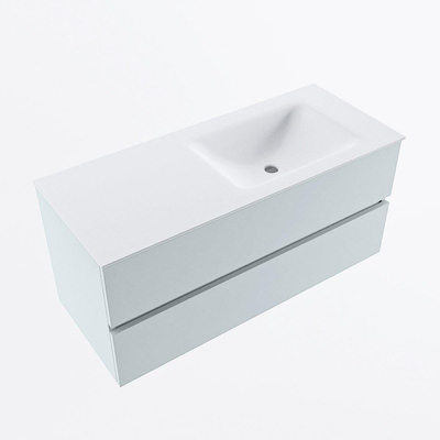 Mondiaz VICA ensemble de meuble de salle de bain - 110cm - meuble sous-vasque argile - 2 tiroirs - lavabo nuage droite - sans trous de robinet - version haute 60cm - talc