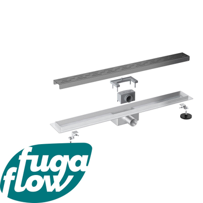 FugaFlow Eccelente Anta douchegoot badkamer 200cm met rooster met vloerflens Gunmetal