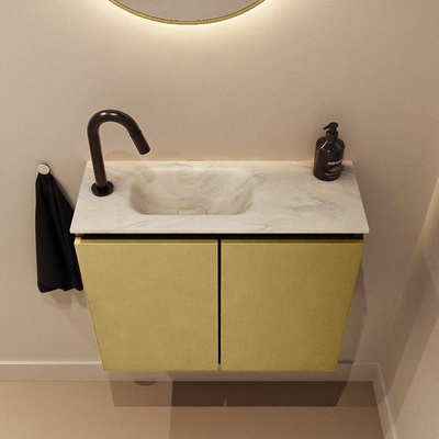 MONDIAZ TURE-DLUX 60cm toiletmeubel Oro. EDEN wastafel Ostra positie links. Met 1 kraangat.