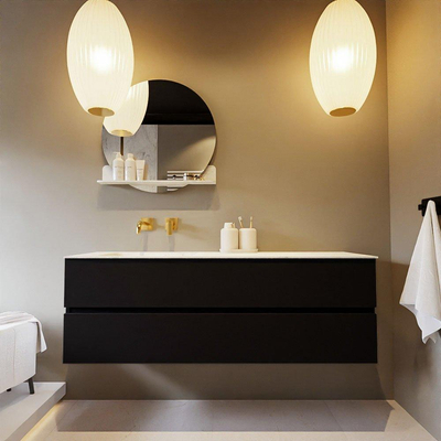 Mondiaz VICA-DLUX ensemble de meuble de salle de bain - 150cm - meuble sous-vasque urban - 2 tiroirs - lavabo encastré cloud gauche - sans trous de robinet - version haute de 60cm - opalo