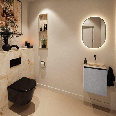 MONDIAZ TURE-DLUX Meuble toilette - 40cm - Plata - EDEN - vasque Frappe - position droite - sans trou de robinet