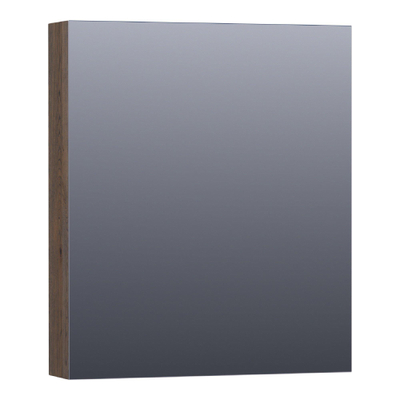 BRAUER Impress armoire de toilette avec miroir - 60x70x15cm - sans éclairage - avec 1 porte de miroir double face à ouverture à droite - chêne à lamelles noir