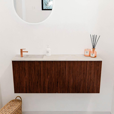 Mondiaz JOYA-DLUX 100cm toiletmeubel - kleur Ruby - Wastafel FAYE positie Links 1 kraangat kleur Ostra.