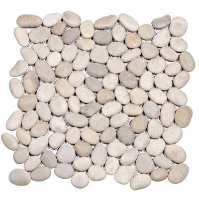 Kerabo galets de plage blanc/beige 30x30cm aspect pierre naturelle mat blanc/beige