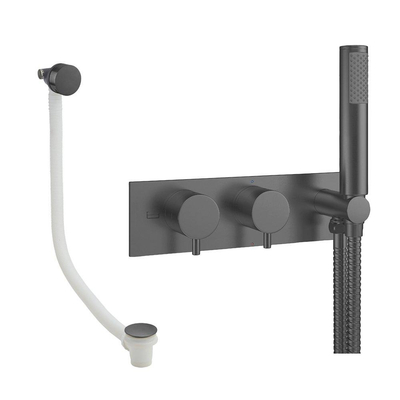 Crosswater MPRO Handdoucheset - 2 hendels - badafvoer - handdouche - slate gunmetal (antraciet)