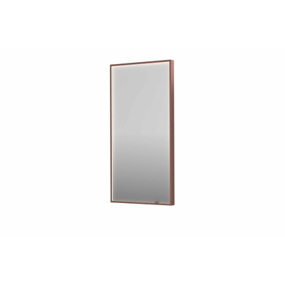 INK SP19 spiegel - 50x4x100cm rechthoek in stalen kader incl dir LED - verwarming - color changing - dimbaar en schakelaar - geborsteld koper