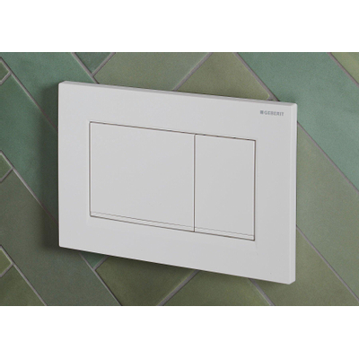 Geberit Sigma20 bedieningsplaat - 2-toets spoeling - rechthoekige knoppen - wit/matwit - dualflush - glans wit