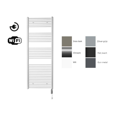 Sanicare electrische design radiator 172 x 60 cm. wit met WiFi thermostaat chroom