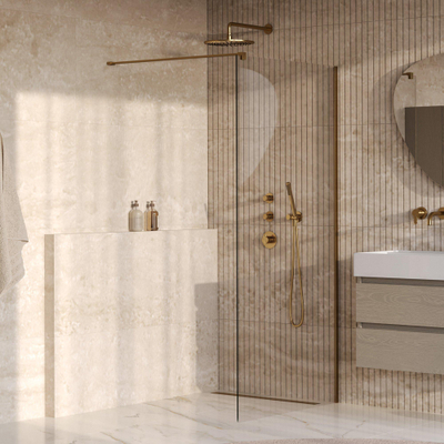 BRAUER Oblivion Inloopdouche - 90x200cm - glascoating - helder glas - geborsteld goud PVD